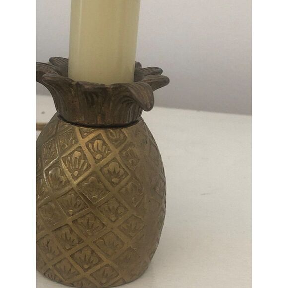 Price Products Bellmawr NJ Solid Brass Pineapple Electric Lamp Light Candlestick - Picture 3 of 4